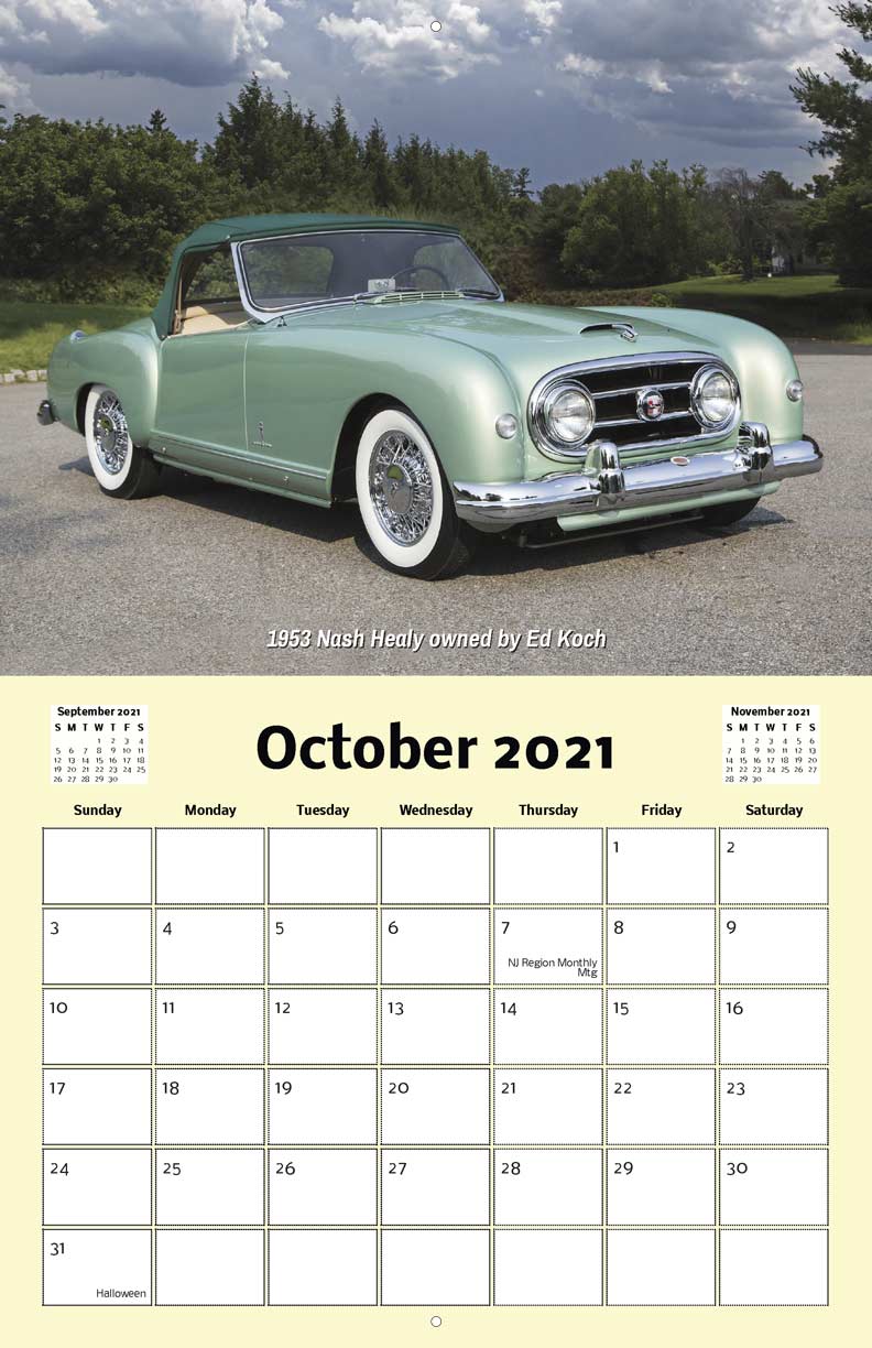 NJ Region AACA 2021 Calendar Fundraising