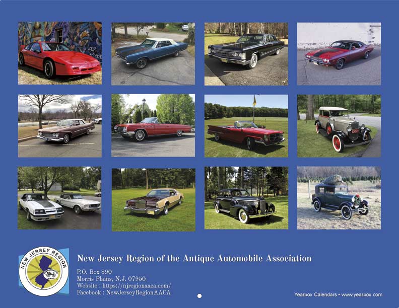 NJ Region AACA 2022 Calendar Fundraising