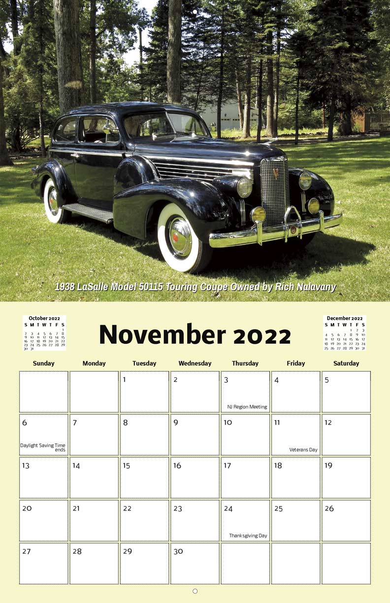 NJ Region AACA 2022 Calendar Fundraising