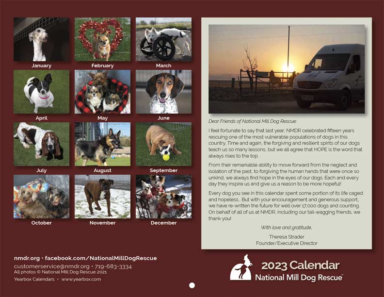 National Mill Dog Rescue 2023 Calendar Fundraising