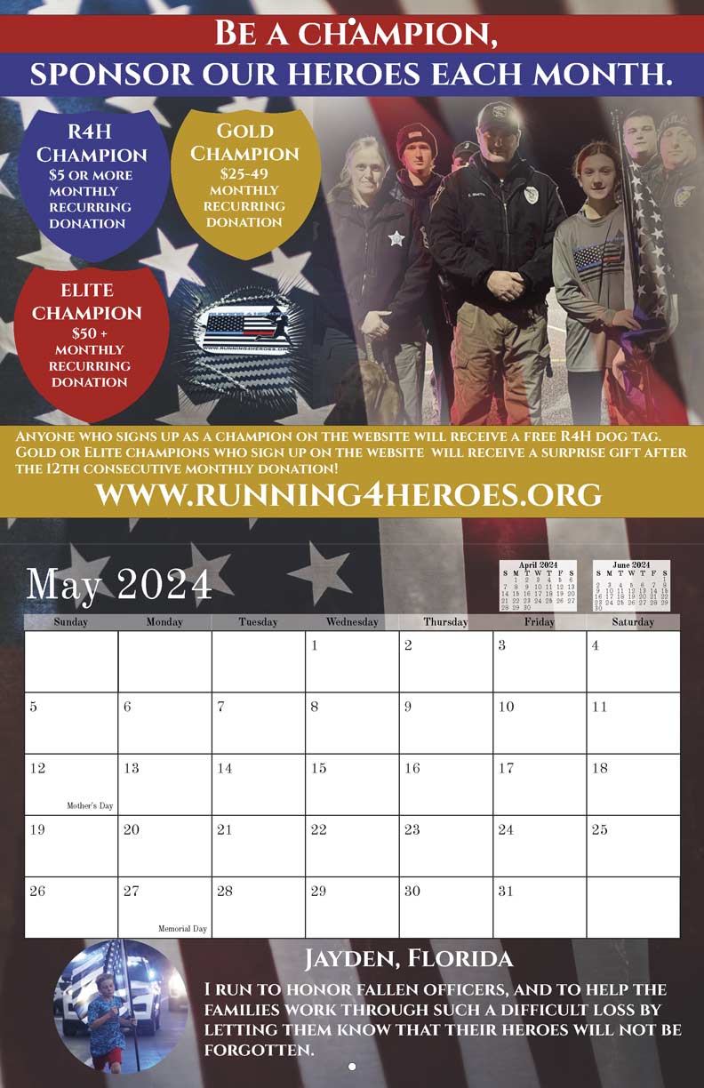 Running 4 Heroes 2024 Calendar Yearbox Calendars