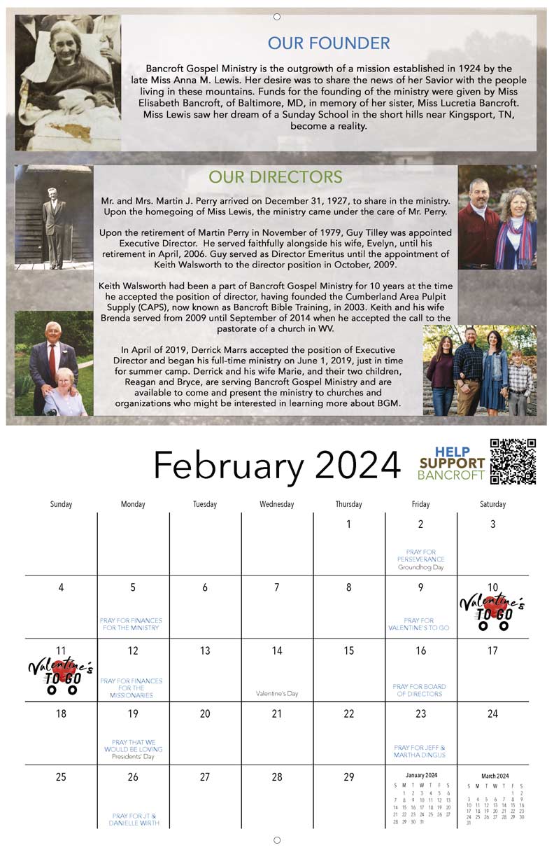 Bancroft Gospel Ministry 2024 Calendar Yearbox Calendars