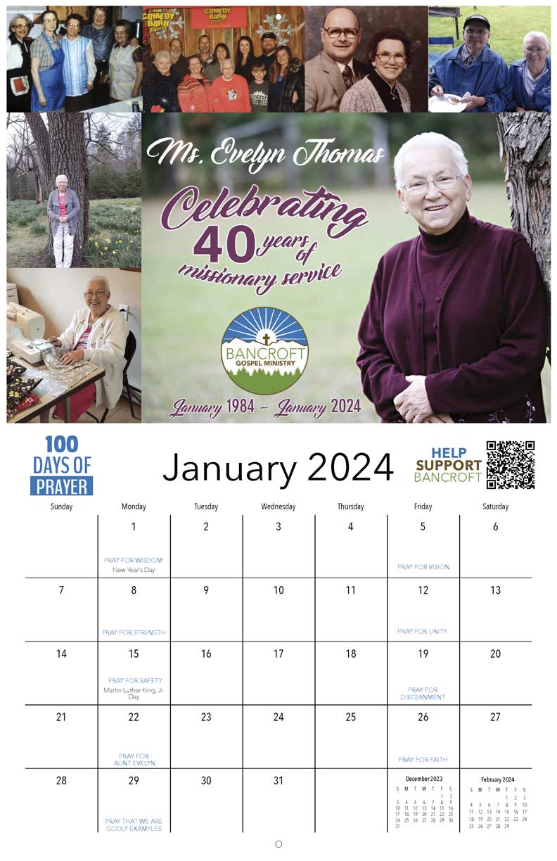 Bancroft Gospel Ministry 2024 Calendar Yearbox Calendars