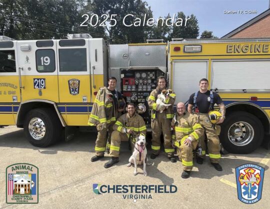 Chesterfield County Fire EMS Animal Services 2025 Calendar Cover